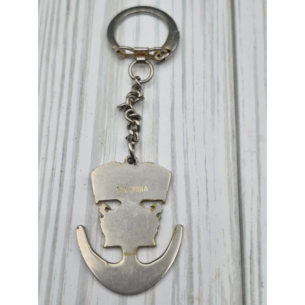 Vintage Peruvian Inca Tumi Ceremonial Knife Key Chain Naylamp Silver Tone Metal